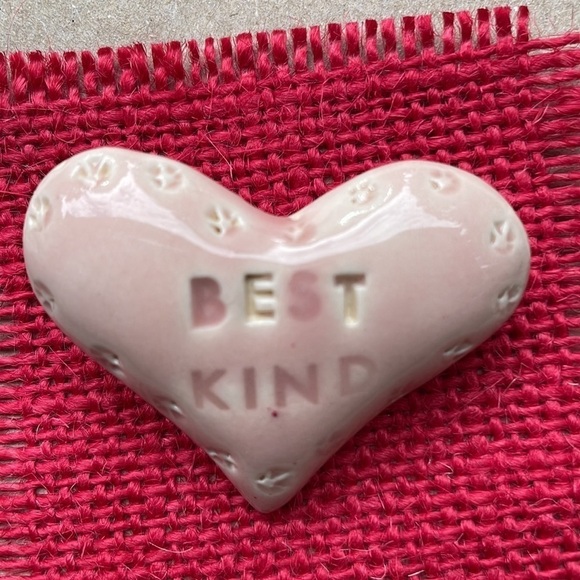 Pink Best Kind Ceramic Stone Handmade Heart Pin - Picture 6 of 9